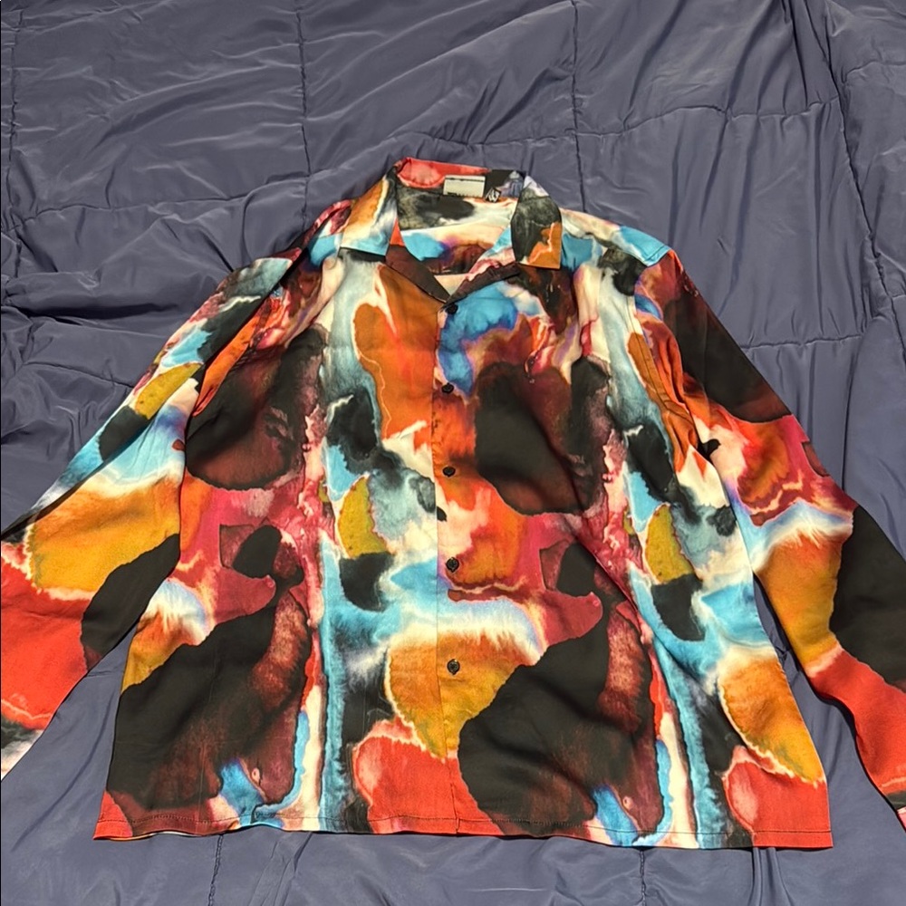 Vibrant Abstract Button-Up Shirt